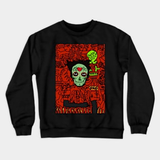 Doodle Dude - Mexican Male Character with Dark Eyes and Gray Doodle Item Crewneck Sweatshirt